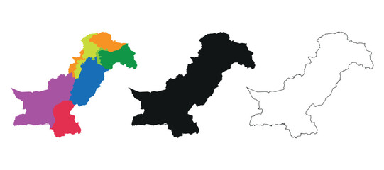 A full map of Pakistan and Outline map of Pakistan Eps File