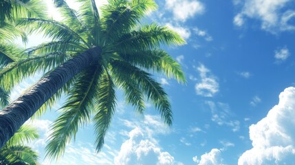 Fototapeta premium Tropical Paradise: Underneath the Palm Trees