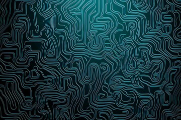 Abstract close-up of a glowing blue digital circuit board, showcasing intricate connections and technological design on a black background.
