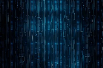 Abstract close-up of a glowing blue digital circuit board, showcasing intricate connections and technological design on a black background.
