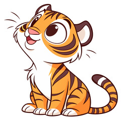 Naklejka premium A cute tiger illustration with a playful and friendly design, perfect for children’s projects and fun themes.