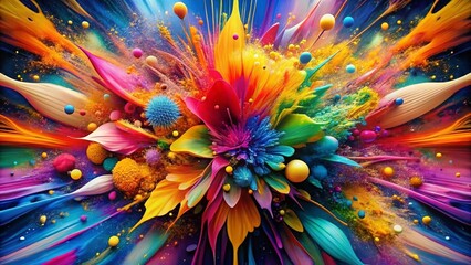 Fototapeta premium Abstract Colorful Chaos: A Burst of Vivid Hues and Energetic Forms