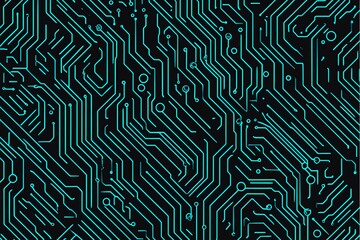 Abstract close-up of a glowing blue digital circuit board, showcasing intricate connections and technological design on a black background.
