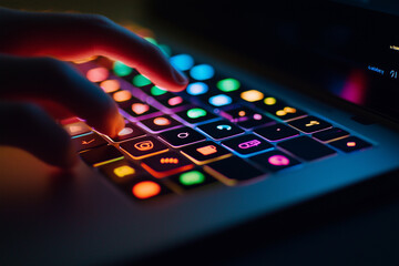 Obraz premium Colorful Keyboard in Low Light