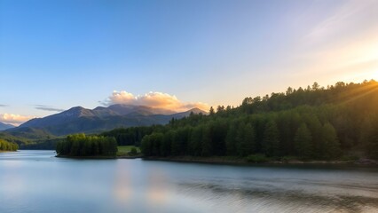 sunset over the lake