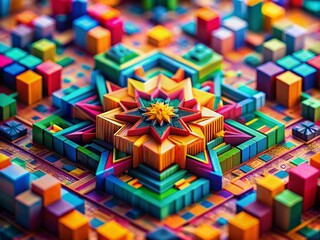 Abstract Geometric Tilt-Shift Design: Vibrant Colors & Miniature Perspective
