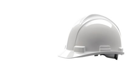 Shining White Safety Helmet Isolated on Transparent Background for Construction, Safety Instructions, and Workplace Safety Presentations.