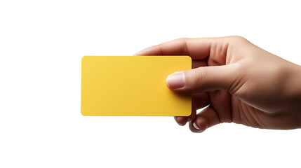 Hand holding a green card, isolated