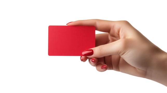 Woman's hand holding a red card