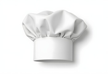 Blank white toque chef hat mockup, no gravity, 3d rendering. Empty professional french chief cap uniform mock up, isolated. Clear fabric headwear for restaurant cooker template.
