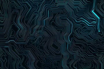 Obraz premium Abstract close-up of a glowing blue digital circuit board, showcasing intricate connections and technological design on a black background. 