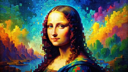 Abstract Pixel Art NFT, Digital Classical Painting, 8-Bit Mosaic, Modern Art, Crypto Artwork