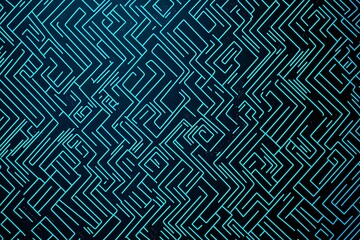 Abstract close-up of a glowing blue digital circuit board, showcasing intricate connections and technological design on a black background.
