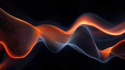 Obraz premium Abstract Orange and Blue Waves Digital Art
