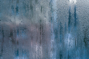 Water droplets on the glass.