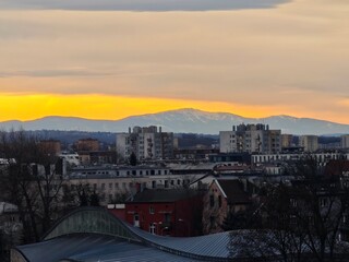 sunset over the city