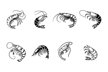 Shrimp Vector Style collection silhouette Art Design