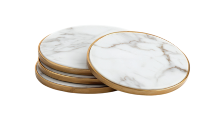 Stylish White Marble Coasters with Elegant Gold Trim Perfect for Home Decor and Entertaining Guests.