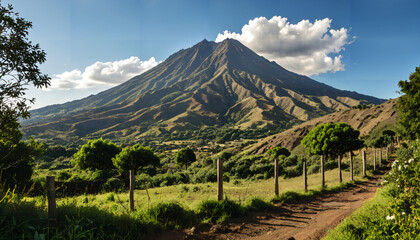 Montagne majestueuse sous un ciel bleu