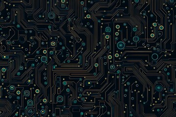 Abstract close-up of a glowing blue digital circuit board, showcasing intricate connections and technological design on a black background.
