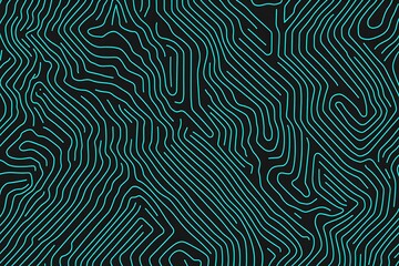 Obraz premium Abstract close-up of a glowing blue digital circuit board, showcasing intricate connections and technological design on a black background. 