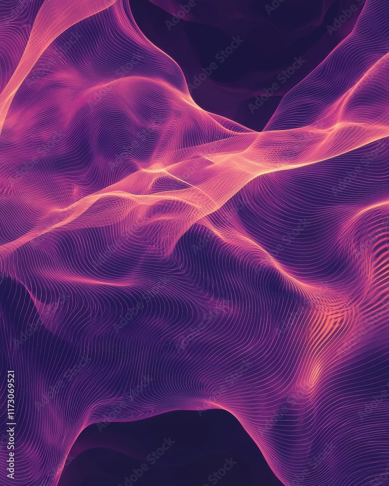 Poster dynamic digital abstract wave patterns virtual space graphic design futuristic environment aerial vi