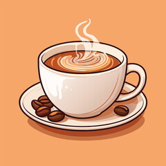 Obraz premium Coffee tree or leaf foam with beans cartoon icon illustration