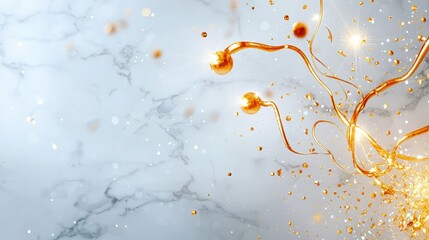 Obraz premium White marble-textured backdrop with gold calligraphy accents