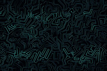 Abstract close-up of a glowing blue digital circuit board, showcasing intricate connections and technological design on a black background.
