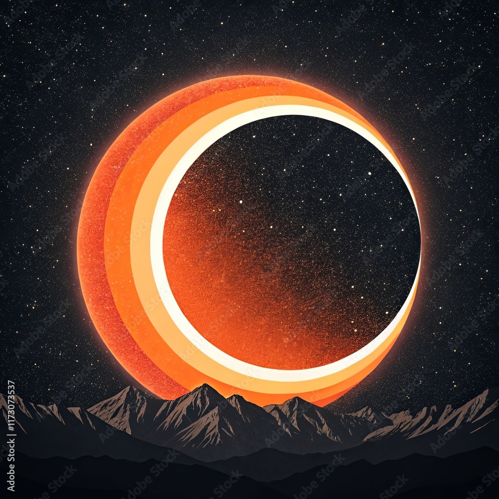 Aufkleber the sun is surrounded by a circle of stars, creating a sense of awe and wonder