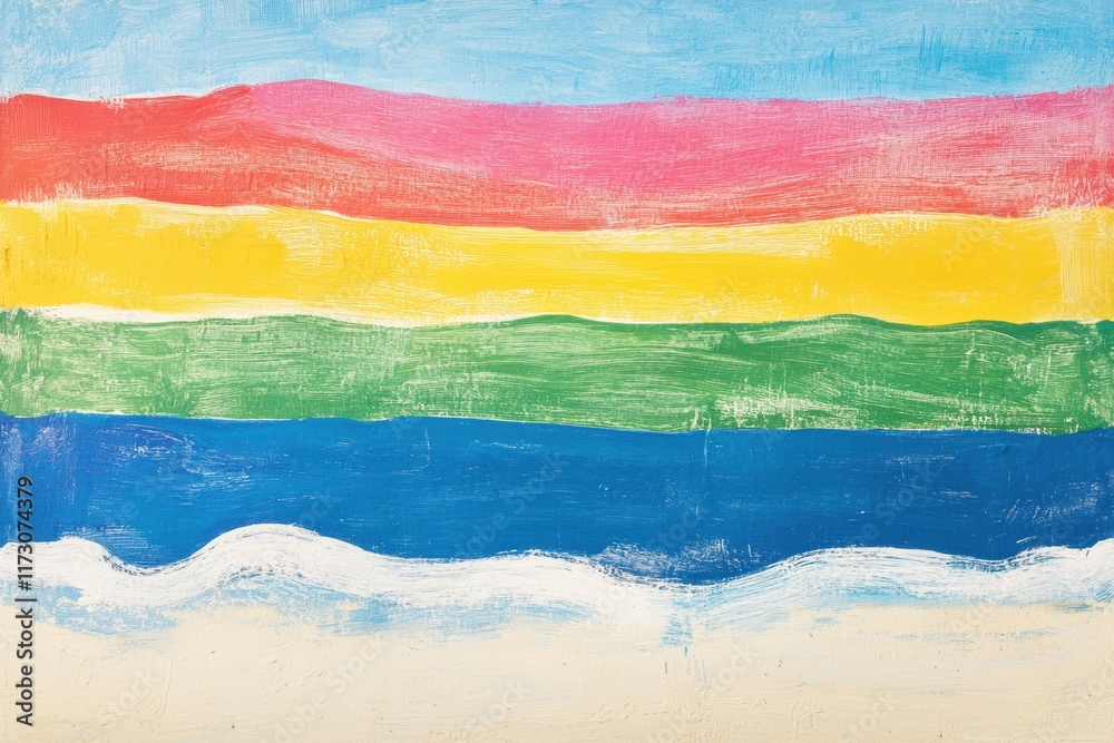 Aufkleber multicolored striped horizontal patterned abstract artwork
