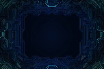 Abstract close-up of a glowing blue digital circuit board, showcasing intricate connections and technological design on a black background.
