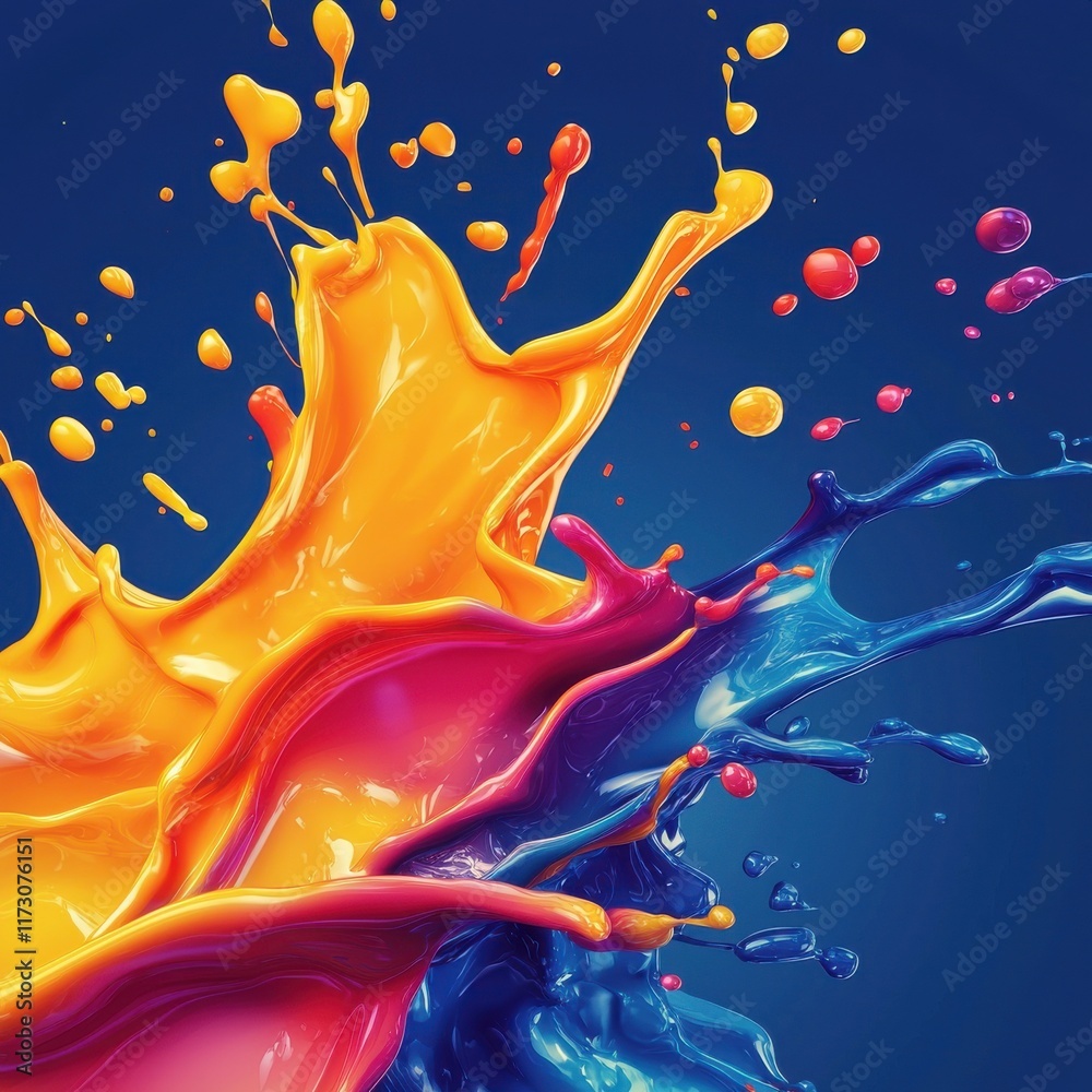 Poster dynamic color splash action abstract digital background graphic design vibrant environment close-up 