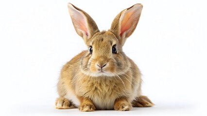 Fototapeta premium Adorable Light Brown Bunny Rabbit Isolated on White Background - Stock Photo