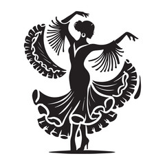 Fototapeta premium Flamenco Silhouette Vector Illustration, Solid White Background.