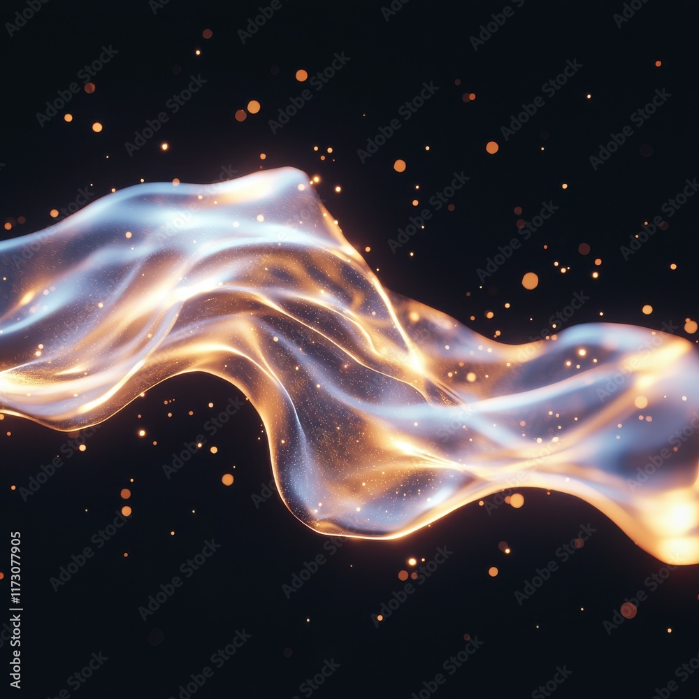 Poster dynamic digital abstract visualization of flowing data waves virtual environment creative concept hi