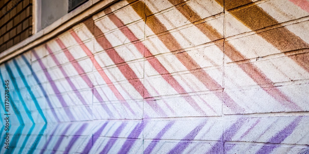 Aufkleber a wall with a colorful stripe pattern