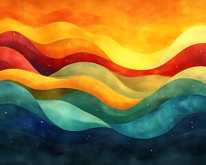 Abstract colorful wavy landscape. (1)
