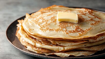 Stack of blini crepe on a plate