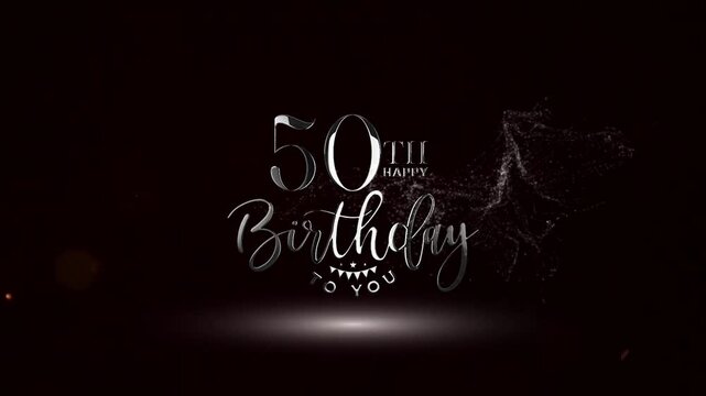 50th, 50 Years Birthday, 50th Happy Birthday To You, Silver Colour 50 Years Birthday Logo Animation Videos  - Powered by Adobe