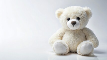 Obraz premium Adorable White Teddy Bear Plush Toy Isolated on White Background - Perfect for Kids' Products