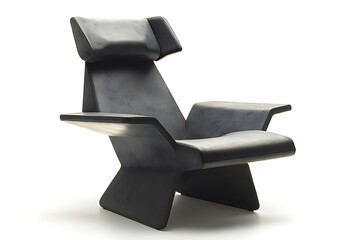Modern Black Leather Chair Design with Unique Angular Structure