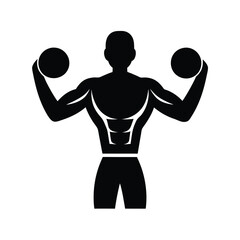 silhouette of a person with dumbbells