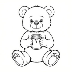 Obraz premium Cute Beer Coloring Pages, thin clean line art with no shading or texture, coloring page, black lines only with no grayscale, solid white background perfect for coloring and drawing