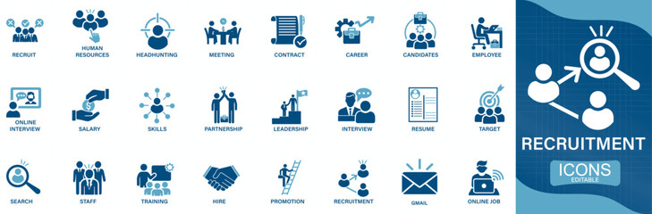  Recruitment icon set