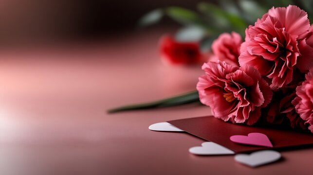 Romantic Red Carnations and Love Letter - Powered by Adobe