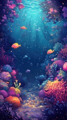 Obraz premium Vibrant Underwater Scene With Colorful Coral And Fish