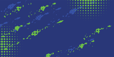 Abstract Sport Background with Green and Blue Brush Texture and Halftone Effect. Dirty Grunge Background