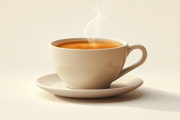 Minimalist Steaming Coffee Cup Illustration in a Calm Atmosphere