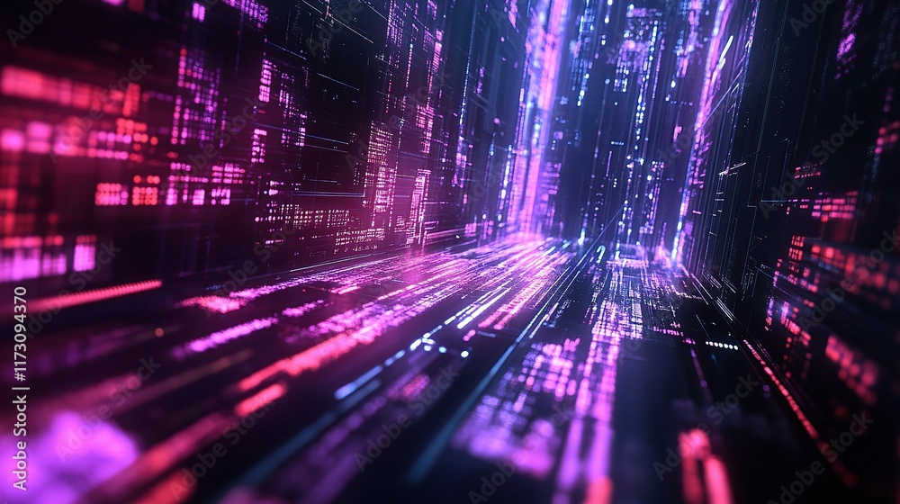 Poster abstract data flow with artificial intelligence concept in 3d
